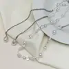 Collar de Perlas Fiesta de Medianoche Elegante Cadena para Clavícula con Borla de Perlas Collar en Capas de Gama Alta con Borlas