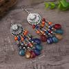 Pendientes Largos Bohemios Cuidadosamente Seleccionados para Mujer, Pendientes de Borla Acrílica Coloridos Retro, Estilo Étnico de Yunnan, Versátiles