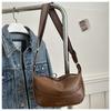 Grande capacidade casual cor sólida primavera 2024 estilo ocidental moda retrô alça larga ombro simples bolsa transversal bolinho para mulheres