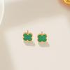 Aretes de Trébol de Cuatro Hojas para Mujer Oro de 18 Quilates Sencillos Nácar Nicho Verano Versátiles Acero de Titanio No se Desvanecen Pendientes Exquisitos