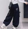 Calça Feminina Outono 2024 Novo Estilo Infantil Estilo Western Versátil Calça Esportiva Infantil Primavera e Outono Calça Doce e Cool