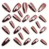 Pegatinas para Uñas Color Rosa Electrochapado, Forma de Almendra, Longitud Media, Estilo Ins Europeo y Americano, Puntas de Uña Desmontables Portátiles, Venta al por Mayor
