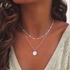 Collar de Múltiples Capas Estilo Europeo y Americano, Hermoso Collar de Doble Hilo con Medalla de Nombre Joyería, Regalo de Viaje Festivo para Niñas