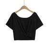 Cl2572-25 Nuevo Estilo de Verano Estilo Europeo y Americano Pura Lust Sexy Diseño Retorcido Hombro Asimétrico Delgado Sin Hombros Camiseta de Manga Corta