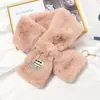 Bufanda Pequeña de Felpa de Conejo Rex con Etiqueta Gruesa Otoño e Invierno para Mujer Estilo Coreano Cálida de Borla Bufanda para Estudiante