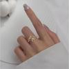 Anel Aberto Ramo Folhas Diamantes Pequenos Frescos Personalizado Moda para Mulheres