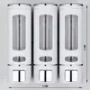Capacidad de 400 ml, dispensador de jabón de una, dos o tres cabezas, montado en la pared, no requiere taladro, para lavado de manos y gel de ducha