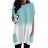 Amazon 2023 Verano para Mujer Tie-dye Color Contraste Cuello Redondo Media Longitud Casual Moda Manga Corta Vestido Media Longitud