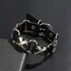 Pulsera Estilo Punk Caliente Pulsera de Cuero Vacuno Real Pulsera Letra X Eslabón Hebilla Pulsera de Cuero Vacuno