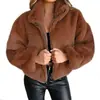 2026 Transfronterizo Amazon Otoño e Invierno Nueva Ropa Femenina Europea y Americana Imitación de Piel de Conejo Cremallera Cárdigan Cálido Felpa Abrigo Exterior