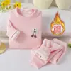 Conjunto de Ropa Interior de Dibujos Animados para Niños y Niñas en Otoño e Invierno Forrado de Felpa y Engrosado Conjunto de Dos Piezas de Pijamas y Ropa de Casa para Bebé