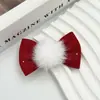 Acessórios de Vestuário Semi-Acabados com Laço de Diamante Vermelho de Ano Novo Laços de Tecido Fofos Acessórios para Headwear Sapatos e Chapéus