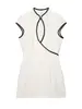 Estilo Europeu e Americano 2026 Verão Novo Vestido Feminino Slim Fit Barra de Cor Contrastante Mini Vestido Sem Mangas Curto