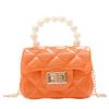 Bolso de Gelatina Exportación al Sudeste Asiático Venta al por Mayor Bolso para Niños para Mujeres 2025 Nuevo Bolso de Mano de Cadena y Perlas Acolchado Bolso para Mujeres