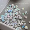 Acessórios de Nail Art de Concha Perolada para Celebridades da Internet, Série Oceano Aurora Cristal de Gelo, Estrelas-do-Mar Misturadas e Decorações em Forma de Leque para Capas de Celular e Garrafas de Água