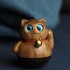 Adornos de Gato para Vaso de Nanmu Dorado, Piezas Creativas Literarias y Artísticas, Colgantes para Teléfono Móvil, Regalos Hechos a Mano