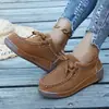 Nuevos zapatos de mujer transfronterizos europeos y americanos, de suela gruesa, modernos, con cordones, casuales, de gamuza, punta redonda europea y americana, al por mayor, talla grande