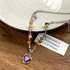 Collar geométrico con costuras en forma de corazón con incrustaciones de diamantes de nuevo color de Corea del Sur, cadena de clavícula de temperamento de nicho de moda, estilo dulce y fresco de lujo ligero