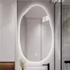 Espelho de LED Irregular, Fabricante de Espelhos Modernos, Espelho Assimétrico para Banheiro com Luzes, Espelho Simples de Maquiagem de Parede
