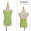 Nuevo Vestido de Práctica de Danza Étnica China, Traje de Baile Ballet de una Pieza con Abertura en la Entrepierna y Botones Ocultos, Conjunto de Tirantes y Chal para Niñas