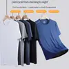 Camiseta Masculina de Verão em Seda de Gelo de Secagem Rápida, Solta, com Gola Redonda