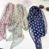 Banda para el cuello y el cabello nuevo estilo pañuelo de cuello bufanda de seda bufanda para mujer estilo francés coreano colección de atado de accesorios de cien diagonales lunares combinación de textura