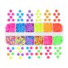Caixa com 12 Compartimentos Lantejoulas Fluorescentes Florzinhas para Nail Art Ultra-Finas Pet3Mm Flores Coloridas Adesivo para Nail Art Joias DIY