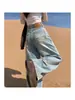 Celebridade da internet feminina calças de perna larga estilo de rua primavera 2027 novo estilo roupas de primavera para meninas jeans casual soltas calças de perna curva