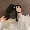 Sandalias Planas de Punta Cuadrada sin Cierre con Tira de Perlas para Mujer, Nuevo Estilo Verano 2026, Elegantes Sandalias Romanas de Tira