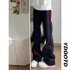 Jeans de Rayas Diagonales de Tres Rayas Marca Trendy para Hombre Ropa de Trabajo Diseño Deconstruido Sentido Retro Versátil Casual Pantalones de Pierna Recta