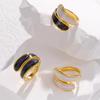 Anillo Transfronterizo Europeo y Americano Personalizado de Acero de Titanio para Mujer, Anillo Ajustable de Acero Inoxidable con Goteo de Aceite para el Dedo Índice, Joyería de Mano de Estilo Simple y Frío