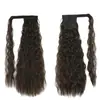Pegatina mágica europea y americana transfronteriza permanente de maíz cola de caballo peluca cabello largo rizado extensiones de cabello rizado de lana trenza de cola de caballo de seda de alta temperatura