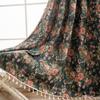 Cortina Imanqi Rhyme Americana Retro Terminada Sombreada Sala de Estar Jacquard Borla Flor Rosa Fábrica