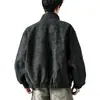 Chaqueta de Cuero Estilo Tie-Dye Desgastado Retro Americano Suelta para Hombre Primavera Otoño Marca de Moda Oversize Solapa Chaqueta de Motociclista