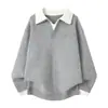 Artesano Aficionado 2026 Invierno Nueva Mezcla de Lana Unisex Casual Coreano Retro Doble Cuello Cuello en V Falso Dos Piezas