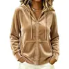 Roupas femininas transfronteiriças 2026 Moda europeia e americana outono e inverno novo moletom casual para o dia a dia com cordão, capuz, zíper e mangas compridas