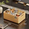 Cesta de Almacenamiento de Madera Maciza para Juego de Té de Escritorio Chino, Sala de Estar, Mesa de Café, Bocadillos de Té, Llaves, Artículos Varios, Tijeras, Frutas Secas