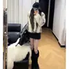 Saia Lã Cinza Escuro com Fenda para Mulheres, Primavera, Outono e Inverno 2025 Nova Saia-Calça de Cintura Alta Emagrecedora Linha A, Saia Curta que Molda o Quadril