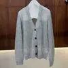 BORBOTIE Ropa de punto para mujer 2026 Principios de otoño Nuevo Estilo BC Old Money Hilo de lentejuelas Calado Cuello en V Manga larga Cárdigan