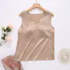 Haosangyuan Roupa Íntima Feminina de Verão com Bojo, Colete Sem Manga de Cetim de Seda Pura Amora 2541