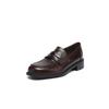 Mocasines Versátiles de Piel de Vaca con Patrón de Cocodrilo para el Trabajo 2025 Otoño Tacón Bajo Grueso Punta Redonda Zapatos Pequeños de Piel Piel Genuina Zapatos Planos de Boca Profunda para Mujer