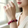 Zhou Lianfa Moda Feminina Transfronteiriça Pulseira de Cristal Rosa Natural Ágata Olho de Tigre Círculo Único Pulseira de Contas Redondas Joias Simples