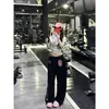Comercio Transfronterizo 2026 Tendencia Primavera/Verano Pantalones Deportivos Ligeros Sueltos Estilo Retro Americano Estampado Cruzado Cordón Pantalones de Pierna Ancha