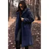 En Stock Amazon Wish Suministro Transfronterizo Moda Otoño e Invierno 2024 Abrigo de Lana de Manga Larga para Mujer de Color Sólido Largo