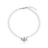 Colar Feminino Flash Diamond Saturno Pérola Design de Nicho Francês Sensação Elegante Celebridade da Internet Estilo ins Corrente para Clavícula Retro