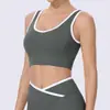 Sutiã esportivo à prova de choque de alta resistência para mulheres, top regata sem costas em U para fitness, para usar por fora, bojo fixo, sutiã de ioga integrado