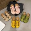 Sandálias Baotou Planas Recorte Inferior Respiráveis Sapatos Birkenstock para Mulheres Verão 2025 Sandálias Romanas Meio Chinelos com Sola Grossa Aumento de Altura