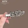 Presilha de cabelo estilo coreano Dongdaemun com strass cinza-prata, presilha jacaré requintada e sem costura, versátil para cabelos soltos e franjas, novo clipe lateral