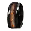 Anillo de Moda 2026 Negro Dorado Arena Movediza 8mm Acero Inoxidable Anillo Personalizado Unisex Joyería de Moda