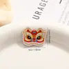 Parche Bordado León Rojo de Año Nuevo, Bendición del Año del Caballo, Parche Bordado para Cuaderno y Funda de Teléfono, Accesorios Decorativos Hanfu para Niños